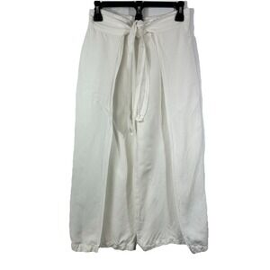 A New Day White Linen Blend Wrap Front Tulip Pants S Resortwear Coastal Beach